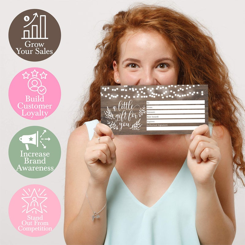 Hadley Designs 25 Blank Gift Certificates for Business â€“ 4x9 Christmas Gift Certificates Cards for Small Business, Spa, Massage, Nail & Hair Salon, Restaurant, Holidays Coupon Vouchers Made in USA - Image 2